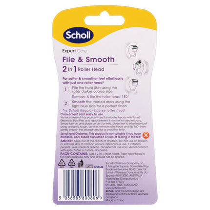 Scholl Expert Care 2-in-1 File & Smooth Foot File Roller Head Refill 2 Pack