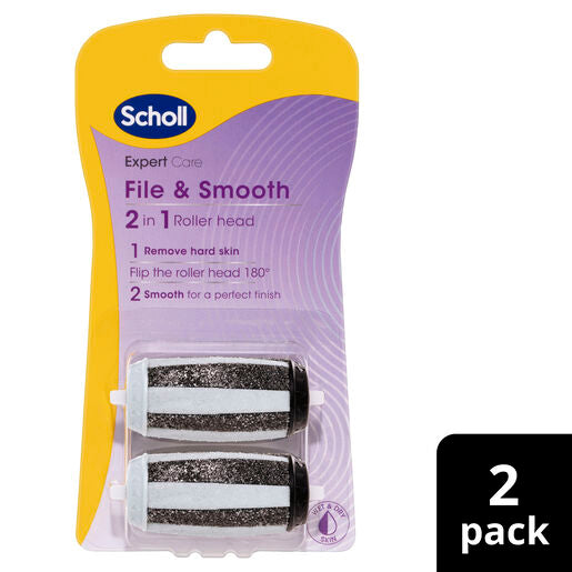 Scholl Expert Care 2-in-1 File & Smooth Foot File Roller Head Refill 2 Pack