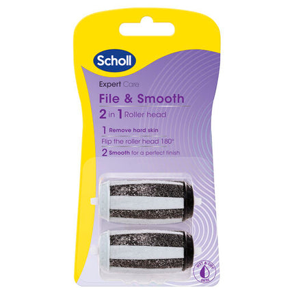 Scholl Expert Care 2-in-1 File & Smooth Foot File Roller Head Refill 2 Pack