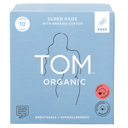 Tom Organic Ultra Thin Pads Super 10 Pack
