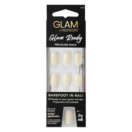 Manicare Glam Ready Pre Glued Nails Barefoot in Bali 30pcs