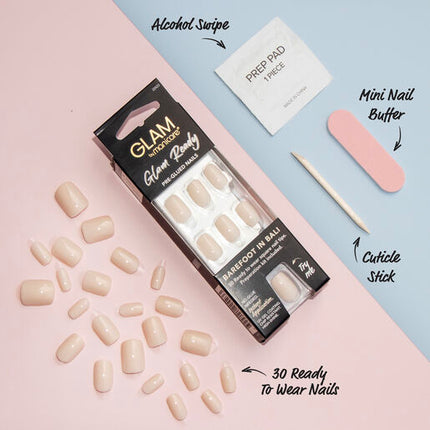 Manicare Glam Ready Pre Glued Nails Barefoot in Bali 30pcs