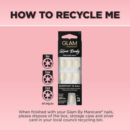 Manicare Glam Ready Pre Glued Nails Barefoot in Bali 30pcs