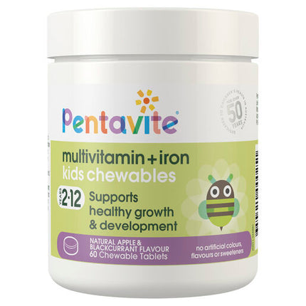Pentavite Multivitamin + Iron Kids Chewables 60 Chewable Tablets