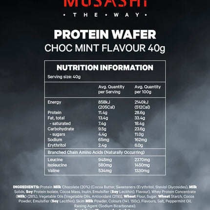 Musashi Protein Wafer Bar Choc Mint 40g