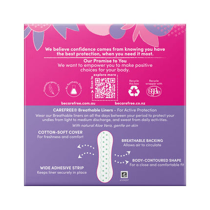 Carefree Breathable Liners With Aloe 48 Pack