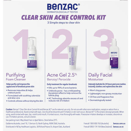 Benzac 3 Step Clear Skin Acne Kit 60g