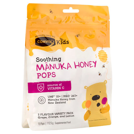 Comvita Kids Soothing Manuka Honey Pops - 3 Flavours 15 pops