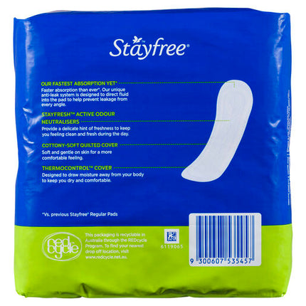 Stayfree Regular Pads No Wings 20 Pack