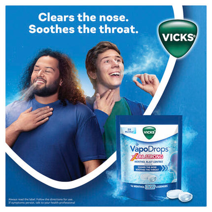 Vicks VapoDrops Xtra Strong - 16 Menthol Blast Lozenges
