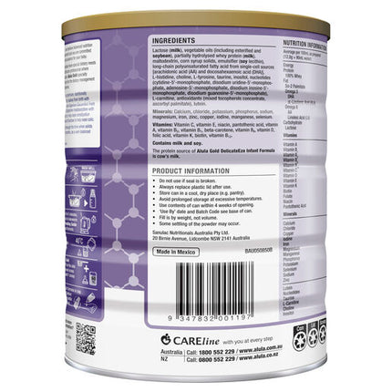 Alula Gold DelicateEze Premium Infant Formula 0-12 Months 850g