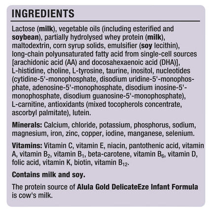 Alula Gold DelicateEze Premium Infant Formula 0-12 Months 850g