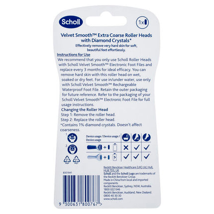 Scholl Velvet Smooth Wet & Dry Roller Heads Extra Coarse