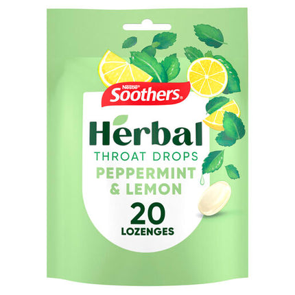 Soothers Herbal Peppermint & Lemon Throat Drops 20 Lozenges