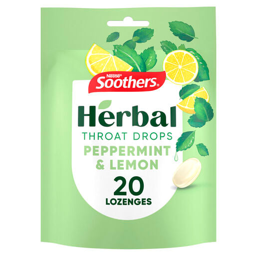 Soothers Herbal Peppermint & Lemon Throat Drops 20 Lozenges