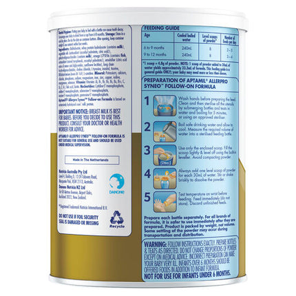 Aptamil AllerPro Syneo 2 Allergy Premium Baby Follow-On Formula From 6-12 Months 900g