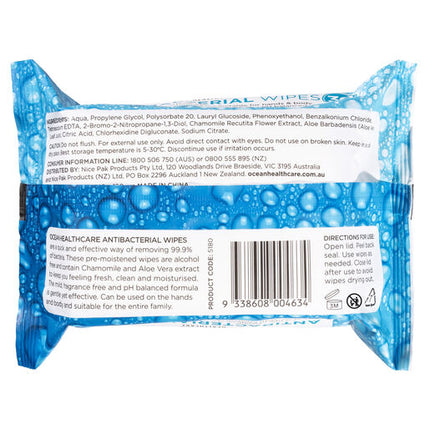 Ocean Anti-Bacterial Wipes 30Pk