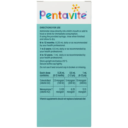 Pentavite Vitamin D3 & K2 Infant & Kids Liquid 30mL
