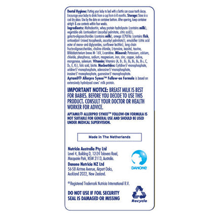 Aptamil AllerPro Syneo 3 Allergy Premium Toddler Milk Drink From 1 Year 900g