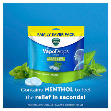 Vicks VapoDrops - 70 Original Menthol Lozenges