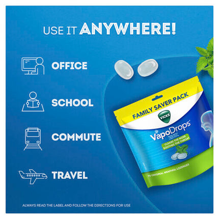 Vicks VapoDrops - 70 Original Menthol Lozenges