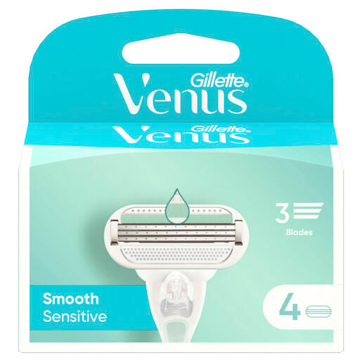 Gillette Venus Smooth Sensitive Women's Razor Blade Refills, 4 Count