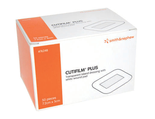 Cutifilm Plus Transparent Island Dressing White 7.2cm X 5cm Single
