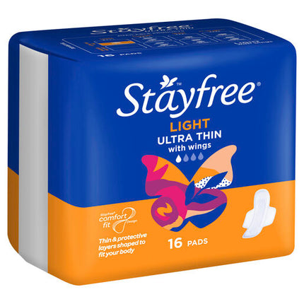 Stayfree Ultra Thin Light Cotton Soft Cover Comfort Fit with Wings 16 Pads