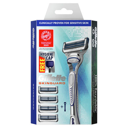 Gillette Skinguard Razor Handle + 4 Cartridges