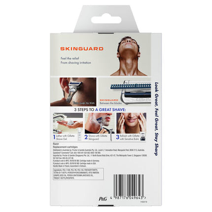 Gillette Skinguard Razor Handle + 4 Cartridges