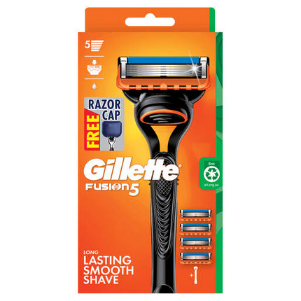 Gillette Fusion5 Razor Handle + 4 Cartridge+ Razor Cap