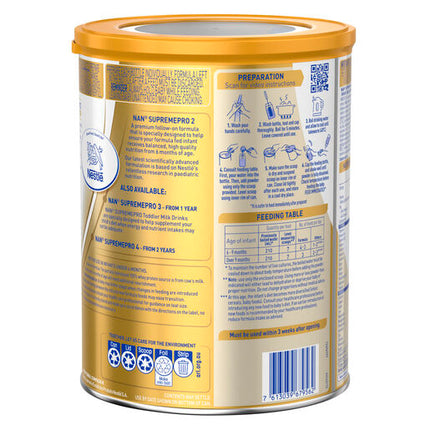 Nestle Nan SUPREMEpro 2 Follow-on Baby Formula 6-12 Months Powder 800g
