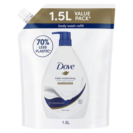 Dove Body Wash Triple Moisturising Soap Refill Pack 1.5 LTR 1 Pouch