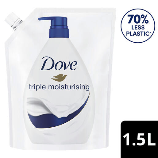 Dove Body Wash Triple Moisturising Soap Refill Pack 1.5 LTR 1 Pouch