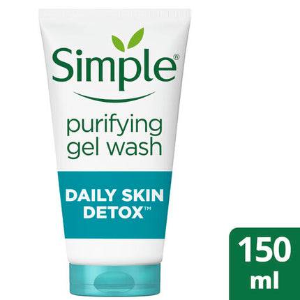Simple Daily Skin Detox Purifying Gel Facial Wash with witch hazel for clear, shine-free skin 150 ML