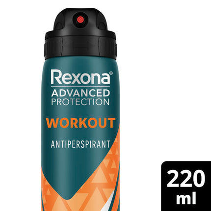 Rexona Men Advanced Protection Deodorant aerosol antiperspirant Workout 72-hour sweat and odour protection 220 mL