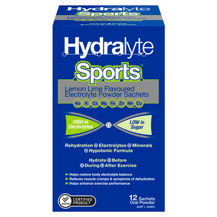 Hydralyte Sports Lemon Lime 12 Sachet