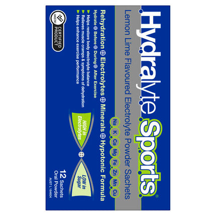 Hydralyte Sports Lemon Lime 12 Sachet
