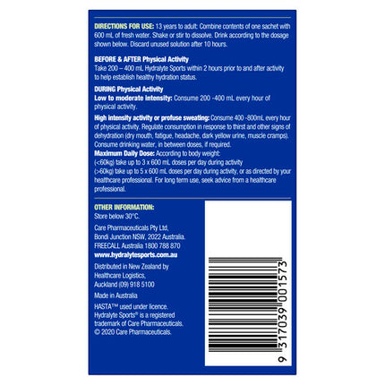 Hydralyte Sports Lemon Lime 12 Sachet