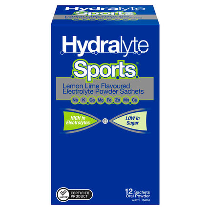 Hydralyte Sports Lemon Lime 12 Sachet