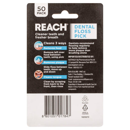 Reach Dental Floss Pick 50 Pack Cleans 3 Ways