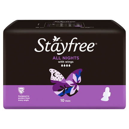 Stayfree All Nights Extra Long with Wings Pads 10 Pack