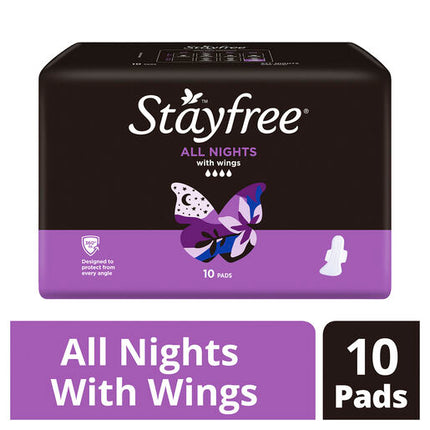 Stayfree All Nights Extra Long with Wings Pads 10 Pack