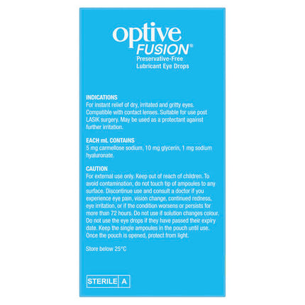 Optive Fusion Preservative-Free Lubricant Eye Drops 30 x 0.4mL