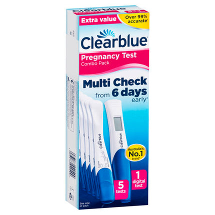 Clearblue Pregnancy Test Ultra Early Multi-Check & Date Combo Pack, 6 Tests (1 Digital, 5 Visual)