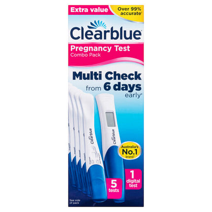 Clearblue Pregnancy Test Ultra Early Multi-Check & Date Combo Pack, 6 Tests (1 Digital, 5 Visual)