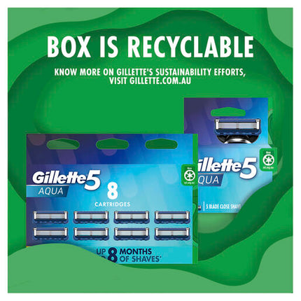 Gillette 5 Aqua Razor Blades 4 Cartridges Refills