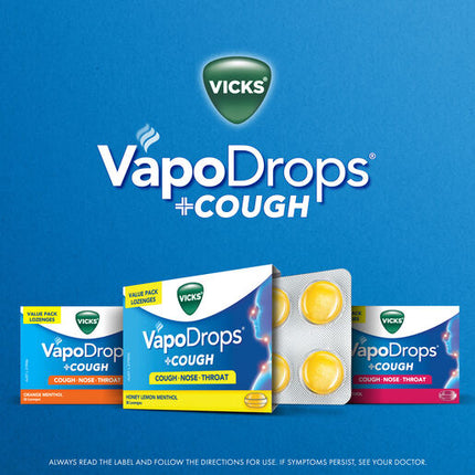 Vicks VapoDrops +COUGH Orange Menthol 36 lozenges