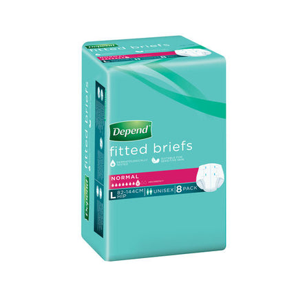 Depend Fitted Briefs Normal Unisex Large 8 Pack