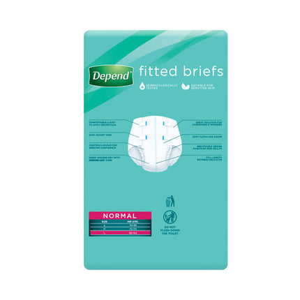 Depend Fitted Briefs Normal Unisex Large 8 Pack